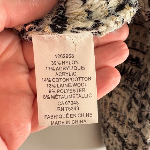 House of Harlow 1960 Cropped Knit Sweater XL Textured Metallic Boho Chic - Picture 4 of 5